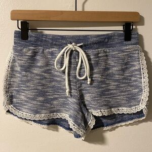 Blue with White Lace Trim Summer Shorts (M)